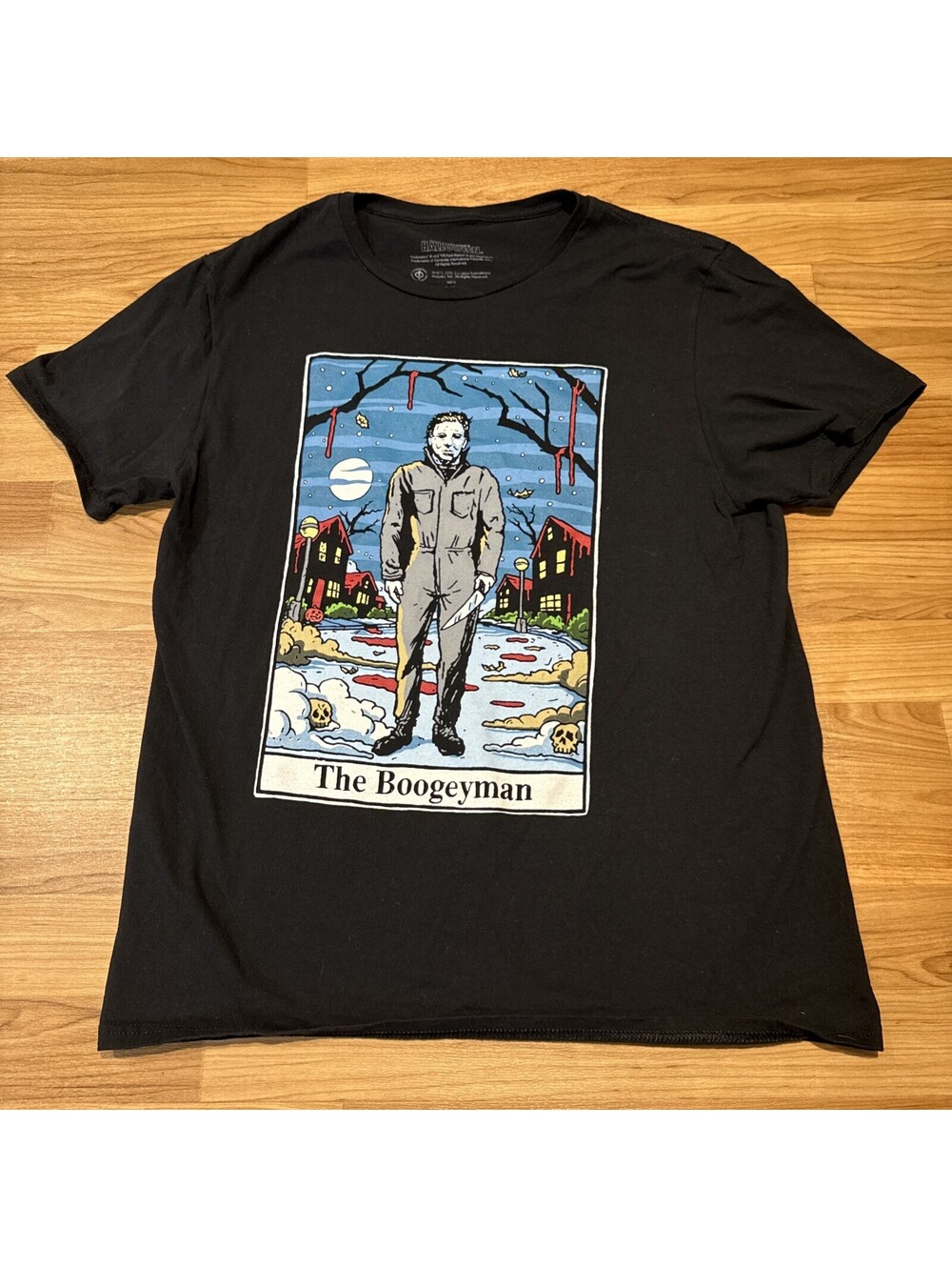 Halloween Michael Myers The Boogeyman Black Tee TShirt Tarot Card Horror Mens L